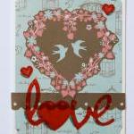 Love Birds Handmade Greeting Card (blank Inside)..