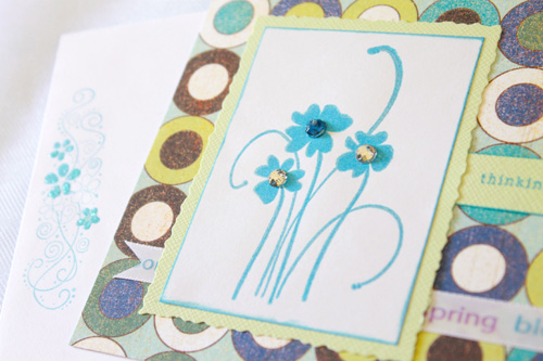 Flower Trio Thinking Of You Greeting Card (blank Inside) By The Leaf Studio.