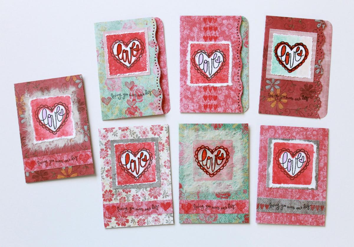 Love Scallop Heart Mini Cards (set Of 7) By The Leaf Studio. .